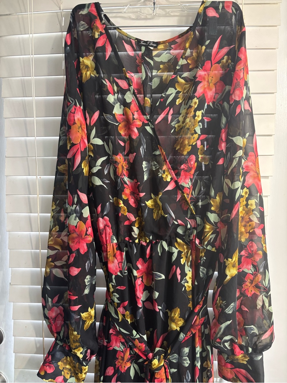 Beginning Boutique Black Floral Maxi Skirt with Pink & Yellow Blooms